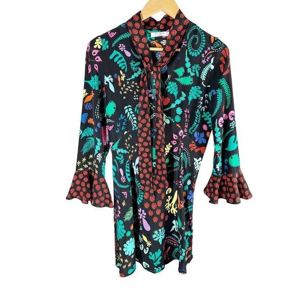 Rixo Dresses & Skirts - Rixo Silk Lulu Dark Floral Mini Dress Size Small